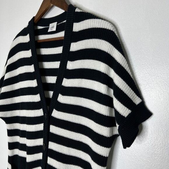 Cabi 5289 Black White Striped V-Neck Oversized Cardigan Sweater Size XXS - Picture 2 of 10